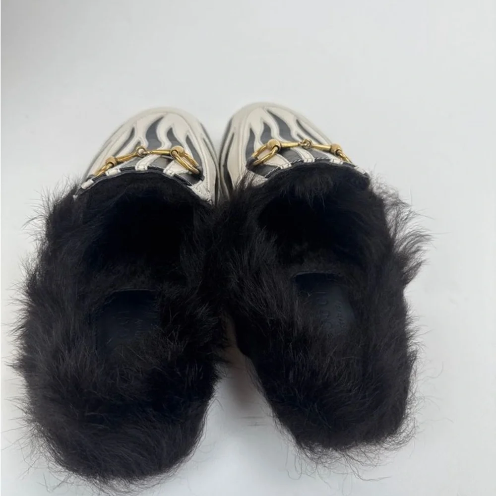 Gucci Princetown Zebra Fur Leather Mule Slides Size 35 (US 5) - Picture 5 of 8